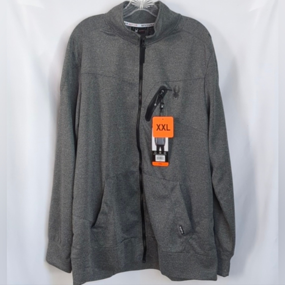 Spyder Men's Active Full Zip Jacket breathable, moisture wicking, Gray XXL